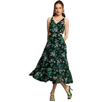 Rare Women's Chiffon Fit And Flare Midi Dress (Ep8119_Black