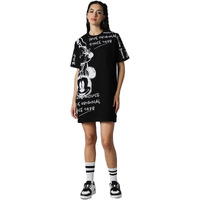 Bewakoof Heavy Duty 1.0 Official Disney Merchandise Women's All Over Printed Oversized Fit Half Sleeve Round Neck Terry T-Shirt Dress 614102 Black 2Xl