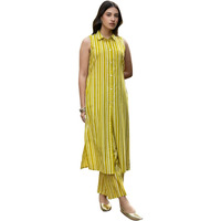 Fiorra Women's Yellow Cotton Straight-Cut Kurta Set Set0180