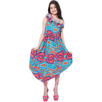 Pspeaches Girl's Abstract Printed One Shoulder Georgette Fit Flare Midi Green Dress Stylish Fashion (15-16Years)