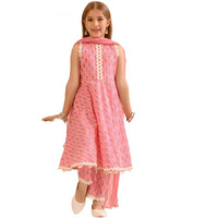 Pspeaches Girl's Cotton Kurta & Palazzo (Ks-Pinkkingrilace-15-16Y_Pink