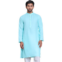 Jompers Sky Solid Cotton Kurta Set For Men (Sky, M)