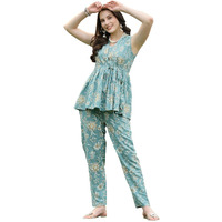 Stylum Women's Floral Printed Rayon Co-Ord Set (Cssalconaqua38_Aqua, M)