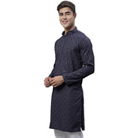 Jompers Men's Chikankari Embroidered And Sequence Kurtas Only (Grey, Xl)