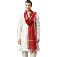 Weavers Villa Poly Silk Ethnic Maroon Woven Dupatta For Men (2.20 Mtrs)
