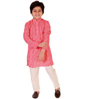 Jbn Creation Cotton Blend Boys' Red And Cream Kurta Pyjama Set (Jbnbk137Rdnvpcr_28 6 7 Years)