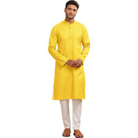 Be Active Men's Cotton Regular Kurta (C-399-3_Yellow