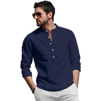 Be Active Men's Solid 100% Cotton Short Kurta With Mandarin Collar || Short Kurta For Men Cotton || Stylish Short Kurta || Short Kurta Men (Rf0003 9-S...) Dark Blue