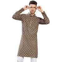 Divisive Men's Sequince Embroidered Cotton Blend Only Slim Fit Kurta (Dkrt754_M_Burgundy)
