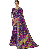 Glory Sarees Women's Kashmiri Pashmina Silk Woven Saree With Blouse Piece (Heritage_Silk112_Wine)