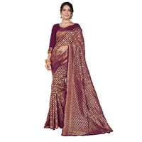 Glory Sarees Women's Banarasi Silk Saree (Kara130Wine_Wine)
