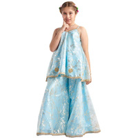 Pspeaches Girl's Silk Blend Regular Kurta Set (Ks-Blueshimmari-13-14Y_Blue