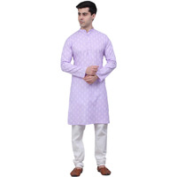 Jompers Men's Cotton Floral Printed Kurta Pyjama Set (Purple, Xxl)