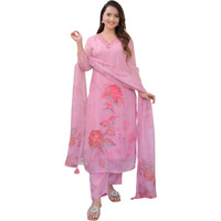 Shiv Textiles Women's Pink Viscose Rayon Festive And Embroidery Kurta Pant Set For Women(Jd-Harlin-Pink-S)