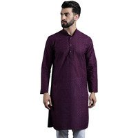 Sojanya (Since 1958 Men's Cotton Thread Embroidered Wine Long Kurta