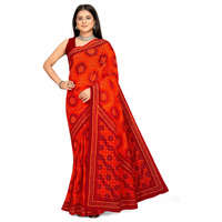 Tamaira Fashion Women's Bandhani Printed Pure Cotton Mulmul Saree Without Blouse Piece(11635_Red)
