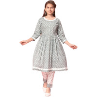 Aarika Girls Grey Colour Cotton Printed Kurti (Kurti-K-Tr-03-Grey-38)