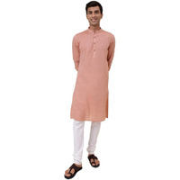 Fabindia Men's Cotton Solid Slim Fit Kurta (1032017Coral_Red
