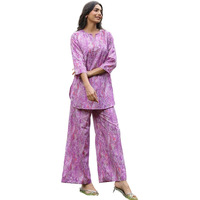 Greciilooks Women Co Ord Set For Women | Co Ord Set For Women Stylish | Kurta Set For Women | Kurta Set | Designer Kurta Set For Women | 3/4 Sleeve Co-Ord Set (In, Alpha, 2Xl, Regular, Purple)