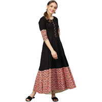 Idalia Black Anarkali Kurta With Pink Jaal Print Border
