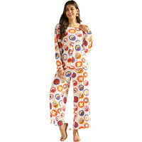 Leriya Fashion Cotton Lycra Ethnic Co Ord Set For Women | Night Dress For Women | Night Wear For Women | Payjama Set For Women | Pajama Set | Women Two-Piece Outfits (Xx-Large, White)