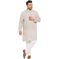 Bigbanana Plus Size Men's Regular Fit Kurta (Ullas-Offwhite,Offwhite,5Xl)