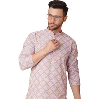 Jompers Men's Purple Floral Printed Kurta Only (Purple, S)