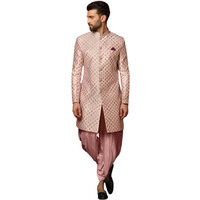 Kisah Men's Indo-Western Sherwani Dhoti Set, Multi Cotton, Printed Regular Fit Mandarin Collar Long Sleeves (S) Multicolour
