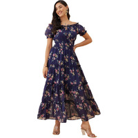 Rare Women's Regular Fit Fit And Flare Dress (Ep7546B_Navy Blue Xl)
