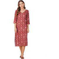 Rytras Women's Foil Printed Straight Kurta(Red,Xl)