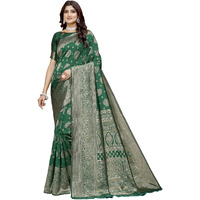 Shasmi Women's Banarasi Saree Pure Kanjivaram Silk Saree Soft New Ladies 2025 Design Wear Pattu Sarees Latest Party Sari Collections With Blouse Piece For Wedding Sadi (Pari-218 Dark Green)