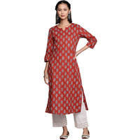 Varanga Women's Cotton Printed Regular Kurta  Comfortable, Stylish, And Perfect For Every Occasion With Beautiful Prints And Timeless Design Orange