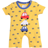 Bumzee Yellow Boys Half Sleeves Thigh Length Romper Age - 0-3 Months (Peb8067B-Ylw)