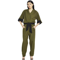 Fabindia Women's Cotton Blend Modern Maxi Casual Dress (200005302_Olive