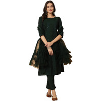 Fashion Basket Georgette Red Kurta Set With Dupatta For Women (In, Alpha, M, Regular, Green)