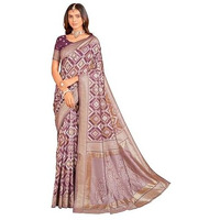 Glory Sarees Women's Sambalpuri Woven Jacquard Cotton Silk Saree With Blouse Piece (Sambalpurisarees103_Wine)