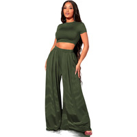 Kotty Women's Solid Co-Ord With Trousers(Green,S)