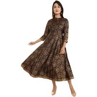 Lookmark Women's Rayon Regular Kurta (K1018-L_Black_L)
