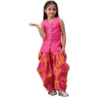 Pspeaches Girl's Cotton 1 Dhoti, 1 Kurta (Dh-Magentapatra-4-5Y_Magenta