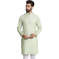 Sojanya (Since 1958 Men's Cotton Blend Green Checked Only Kurta