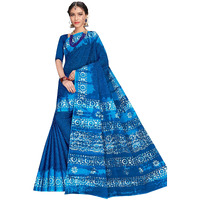 Tamaira Fashion Women's Plain Weave Pure Cotton Saree Without Blouse Piece (1920_Peacock Blue)