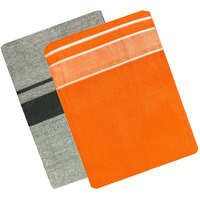 Prakasam Cotton Men's Kerala Style Premam Single (1.28X2.00 Mtrs) Colour (Pack Of 2) (Black Ash- Orange) Dhoti