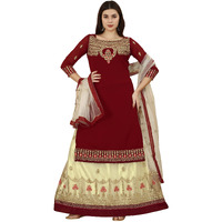 Fashion Basket Women's Gerogette Maroon Semi-Stitched Salwar Suit(Ssfb-F1396_Maroon_Free Size)