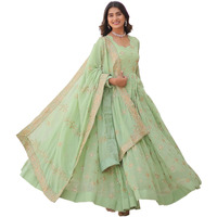 Fashion Basket Havy Georgette Embroidered Anarkali Dress For Women Green