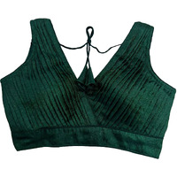 Pujia Mills Women's Zimmy Choo Sleevelees V Neck Platted Sleeveless Blouse (Shiva Green 38)