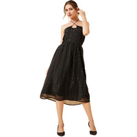 Rare Women's Georgette A-Line Midi Casual Dress (Ep7106_Black_Xl)