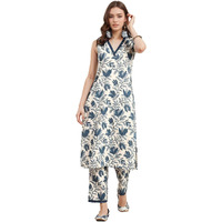 Smowkly V-Neck Sleeveless Kurta For Women (1322_Ofwt_3Xl) White