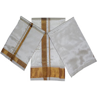 Prakasam Cotton Men's Poly Mix Wedding Collections Set (Double Layer Dhoti+Shirting Fabric + Towel)