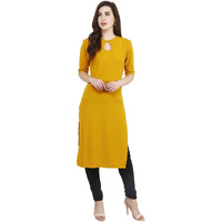 Popwings Casual Mustard Key Hole Streachable Kurti