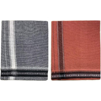 Prakasam Cotton Mens Colour Thalapathi Border Single Dhoti/Size1.28X2.00 Mtrs/Combo Pack Of 2 Dhoties